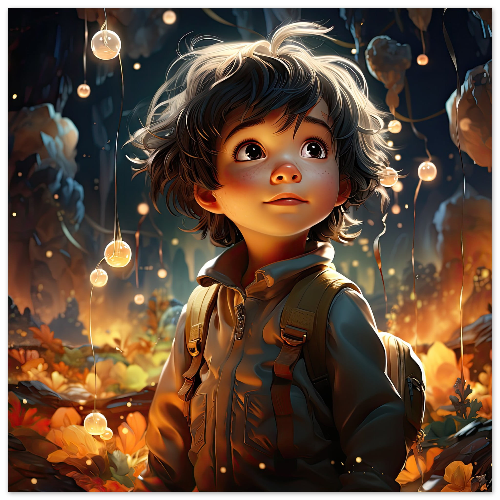 Enchanted World – Boy Adventurer – Metal Print – 50×50 cm / 20×20″