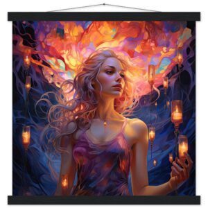 Lovely Lanterns and Colors Art Print with Hanger - 45x45 cm / 18x18″, Black wall hanger