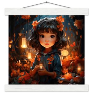 Enchanted World - Girl - Art Print with Hanger - 25x25 cm / 10x10″, White wall hanger