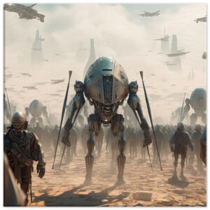 Future War Sci-Fi Canvas Print - 40x40 cm / 16x16″, Slim