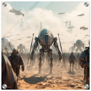 Future War Sci-Fi Acrylic Print - 40x40 cm / 16x16″