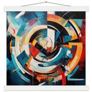 Abstract Colorful Painted Blue Art Print with Hanger - 35x35 cm / 14x14″, White wall hanger