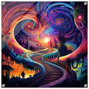 Trippy Colorful Adventure Acrylic Print - 60x60 cm / 24x24″
