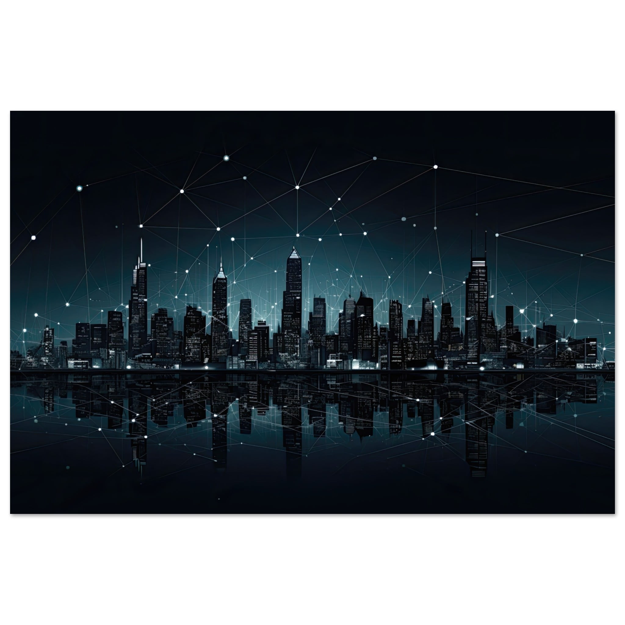 City Skyline Night Constellations Art Poster – 40×60 cm / 16×24″