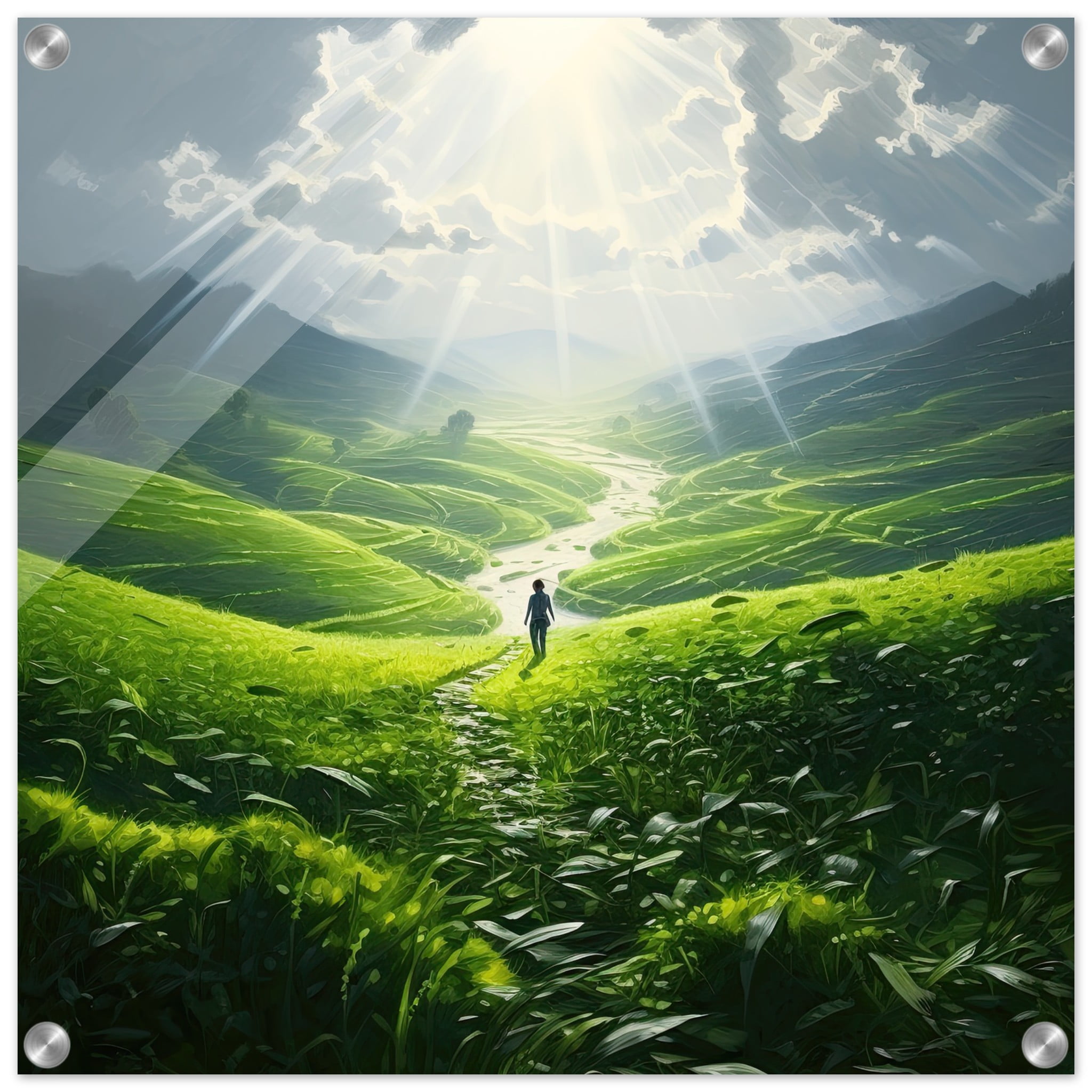Daybreak – Fields of Green – Acrylic Print – 50×50 cm / 20×20″