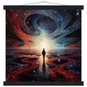 Infinity Abstract Art Print with Hanger - 40x40 cm / 16x16″, Black wall hanger