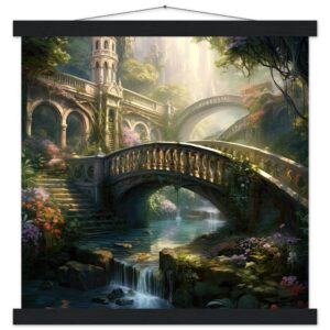 Bridge to the Kingdom of Paradise Art Print with Hanger - 40x40 cm / 16x16″, Black wall hanger