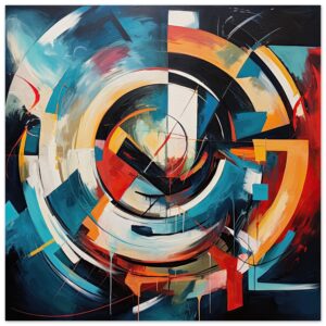 Abstract Colorful Painted Blue Metal Print - 30x30 cm / 12x12″