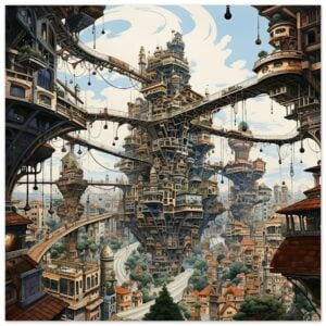 Surreal City Metal Print - 20x20 cm / 8x8″