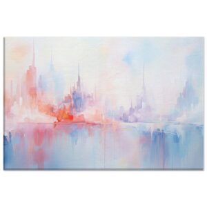 Pastel Abstract City Skyline Canvas Print - 30x45 cm / 12x18″, Thick