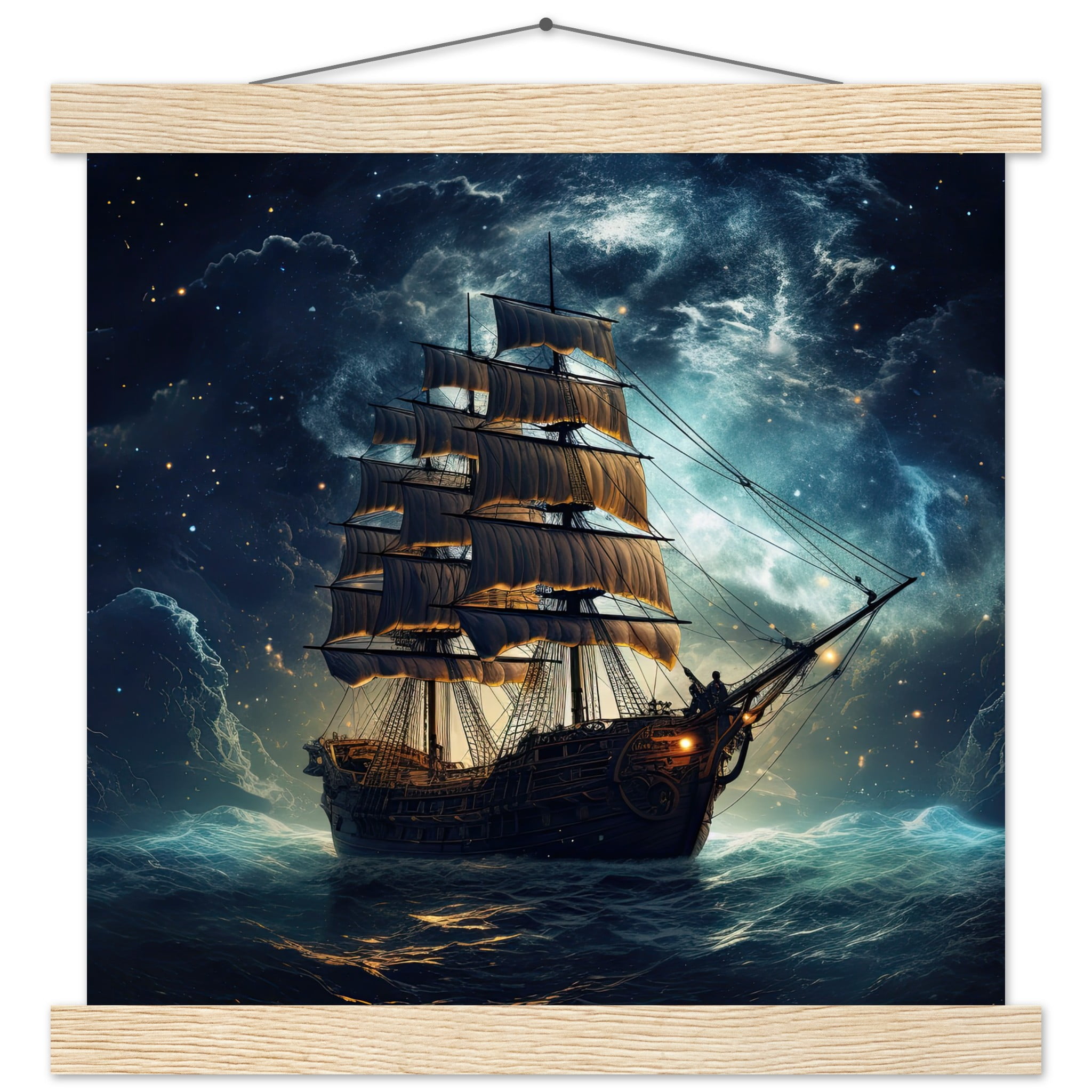 Fantastic Voyage Art Print with Hanger – 30×30 cm / 12×12″, Natural wood wall hanger
