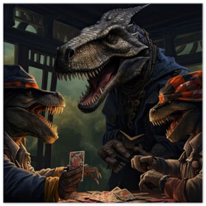 Tyrannosaurus Rex Poker Canvas Print - 50x50 cm / 20x20″, Slim