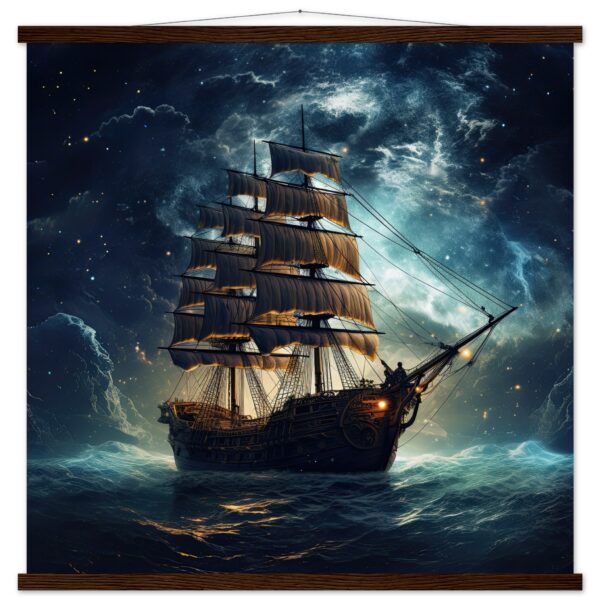 Fantastic Voyage Art Print with Hanger - 70x70 cm / 28x28″, Dark wood wall hanger