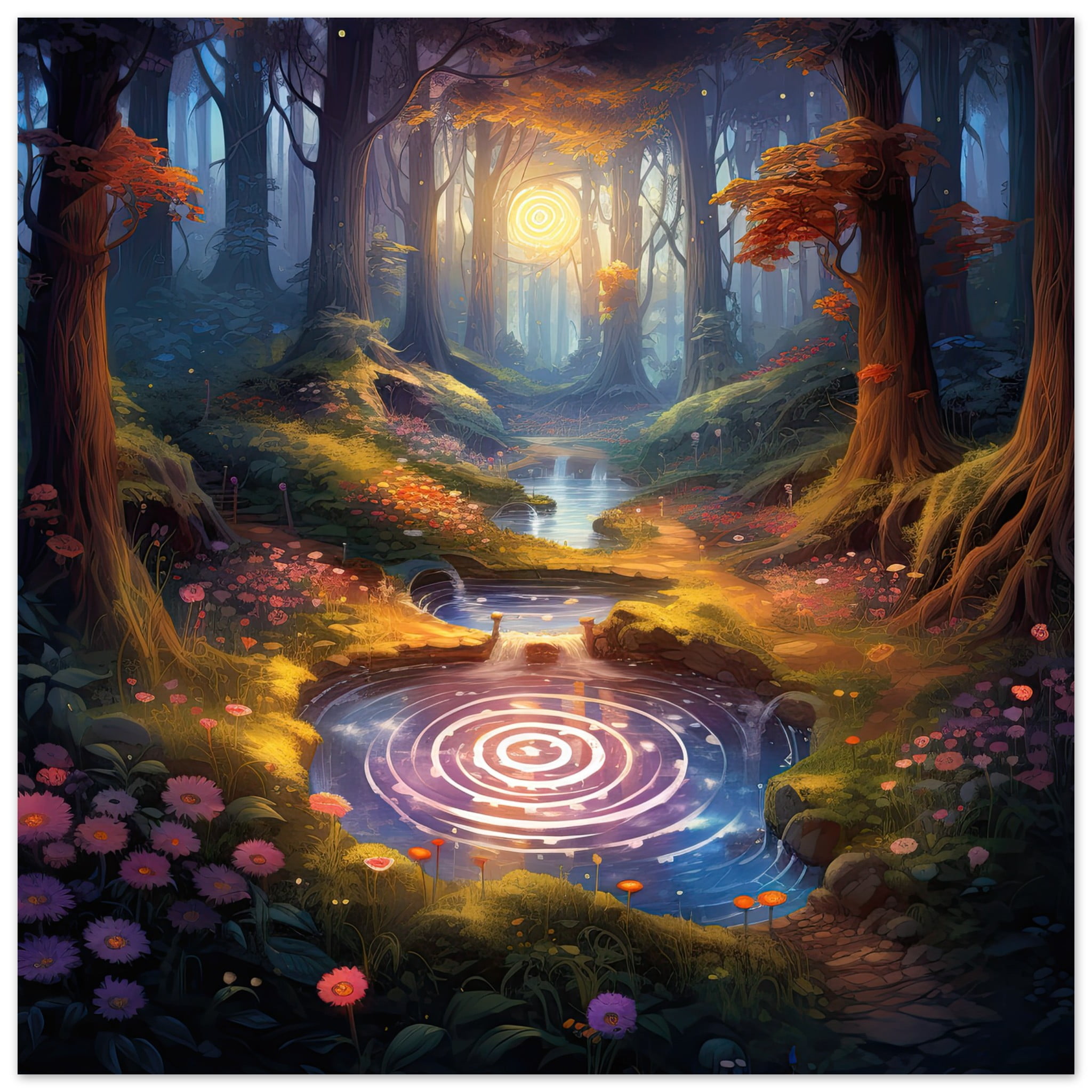 Mesmerizing Forest Whirlpool Art Poster – 45×45 cm / 18×18″