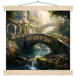 Bridge to the Kingdom of Paradise Art Print with Hanger - 30x30 cm / 12x12″, Natural wood wall hanger