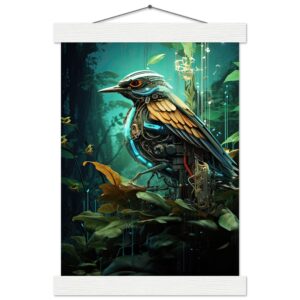 Robotic Bird - Nature - Art Print with Hanger - A4 21x29.7 cm / 8x12″, White wall hanger