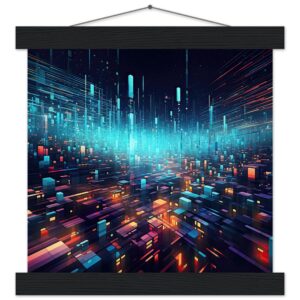 High Speed Data Art Print with Hanger - 25x25 cm / 10x10″, Black wall hanger