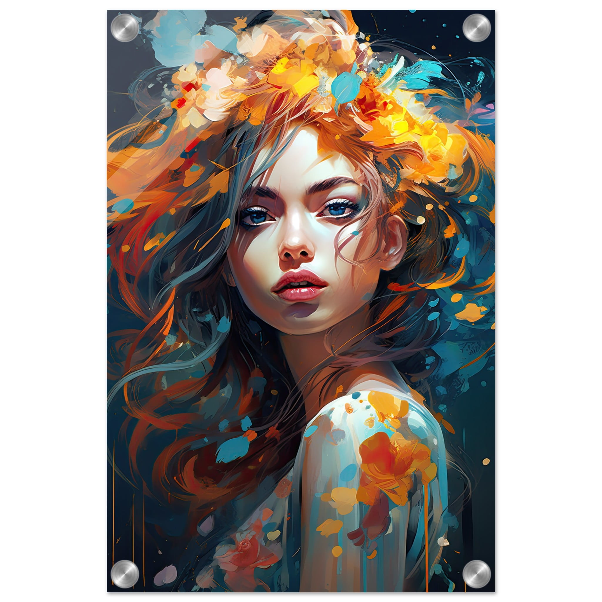 Girl Painted in Color Art Acrylic Print – 30×45 cm / 12×18″