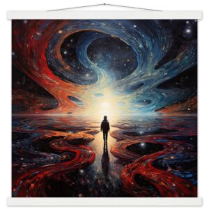 Infinity Abstract Art Print with Hanger - 50x50 cm / 20x20″, White wall hanger
