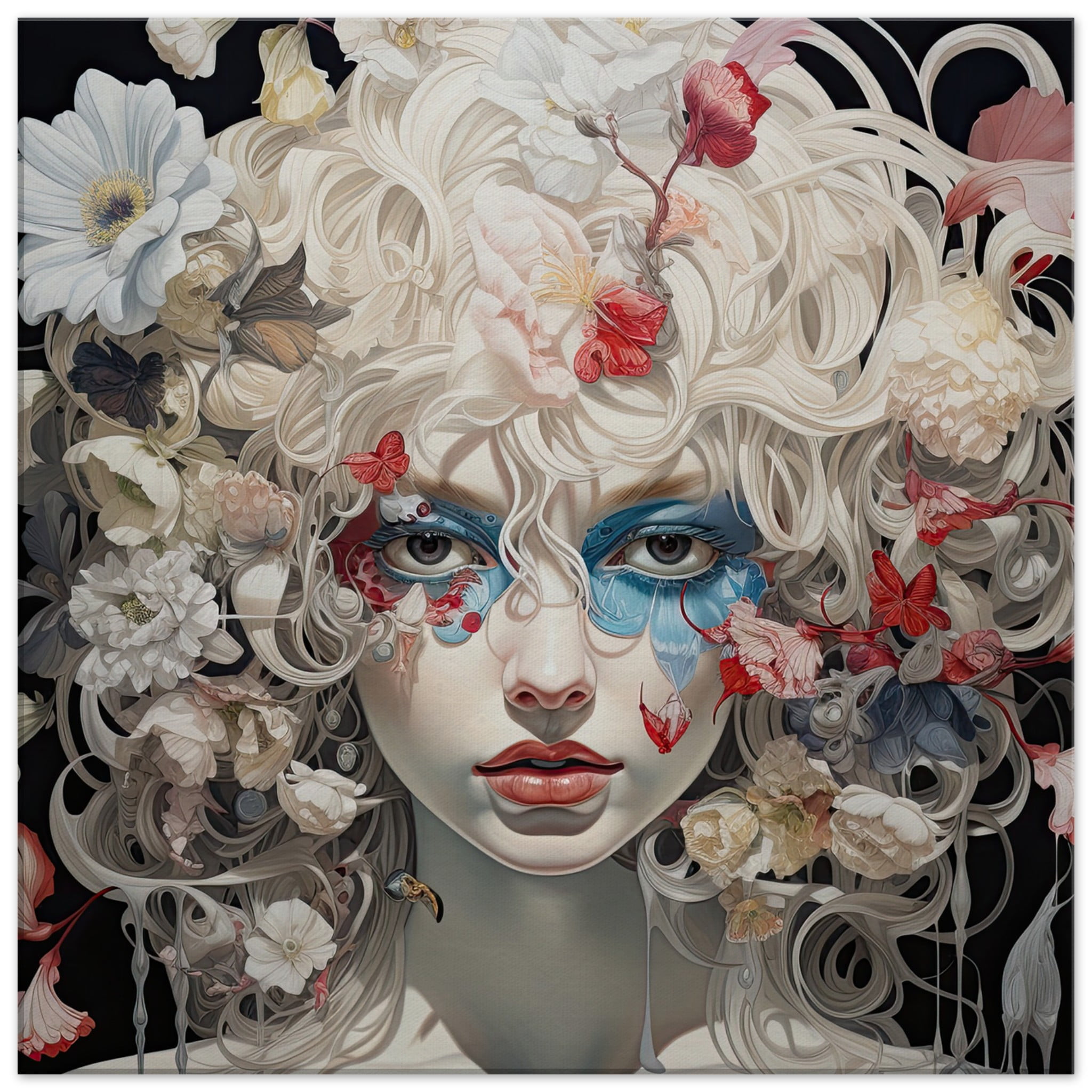 Flower Girl Art Canvas Print – 60×60 cm / 24×24″, Slim