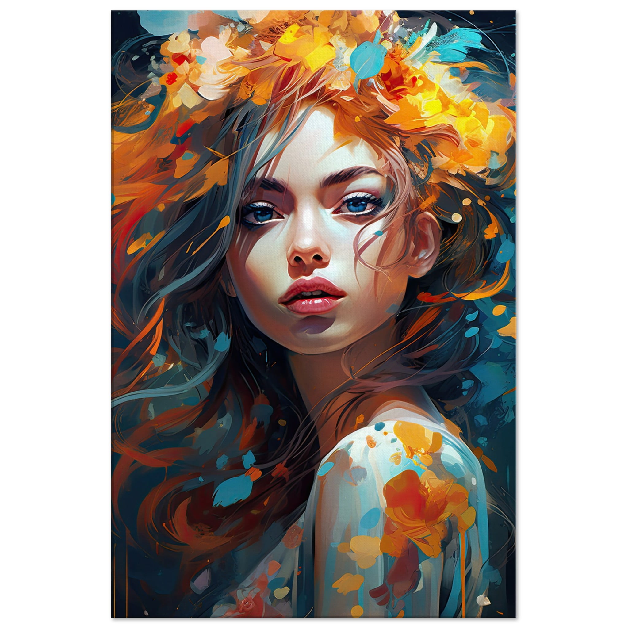 Girl Painted in Color Art Canvas Print – 60×90 cm / 24×36″, Slim