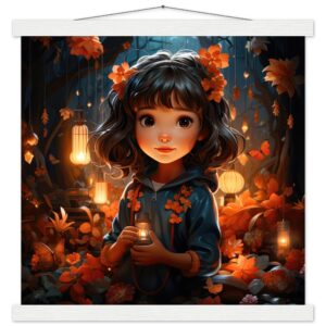 Enchanted World - Girl - Art Print with Hanger - 40x40 cm / 16x16″, White wall hanger