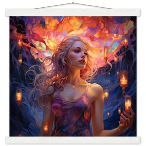 Lovely Lanterns and Colors Art Print with Hanger - 40x40 cm / 16x16″, White wall hanger