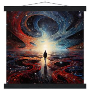 Infinity Abstract Art Print with Hanger - 35x35 cm / 14x14″, Black wall hanger