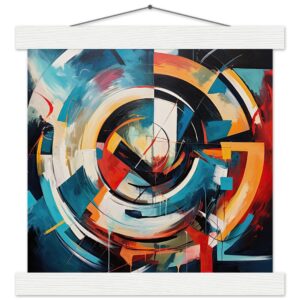 Abstract Colorful Painted Blue Art Print with Hanger - 25x25 cm / 10x10″, White wall hanger
