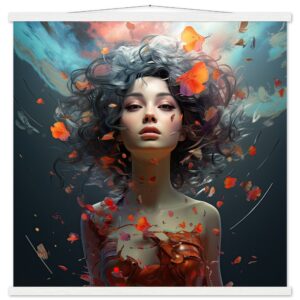 Digital Art - Girl Beautiful Abstract - Art Print with Hanger - 70x70 cm / 28x28″, White wall hanger