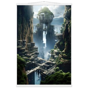Sci-Fi Concept Art Print with Hanger - 60x90 cm / 24x36″, White wall hanger