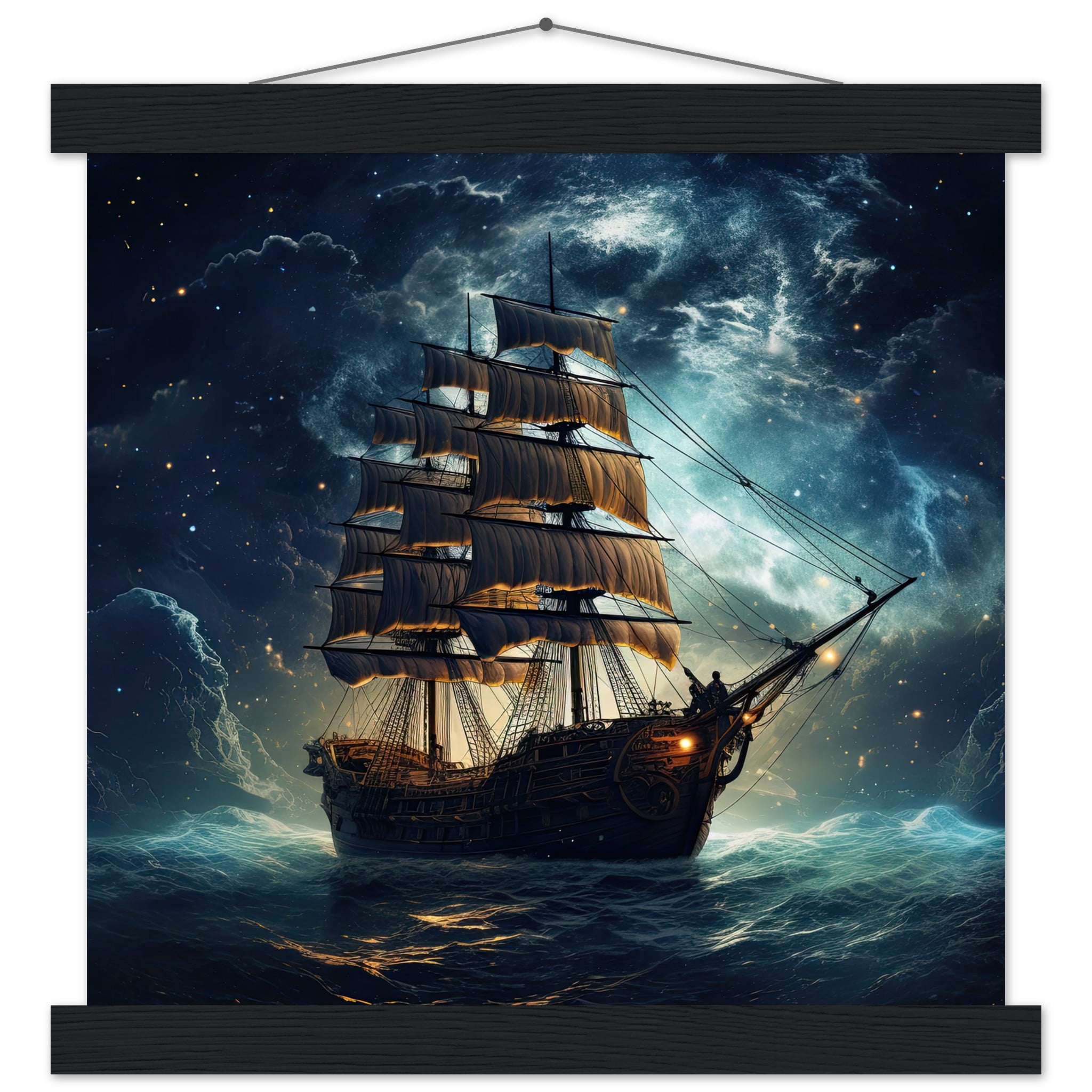 Fantastic Voyage Art Print with Hanger – 30×30 cm / 12×12″, Black wall hanger