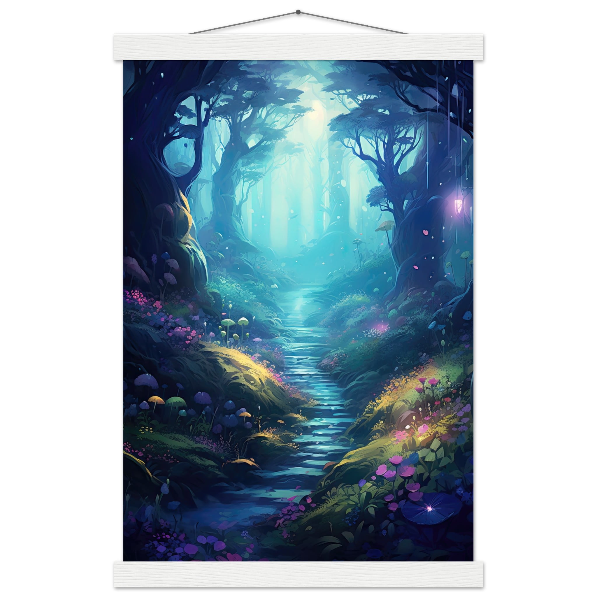 Path Through the Magic Forest Art Print with Hanger – 30×45 cm / 12×18″, White wall hanger