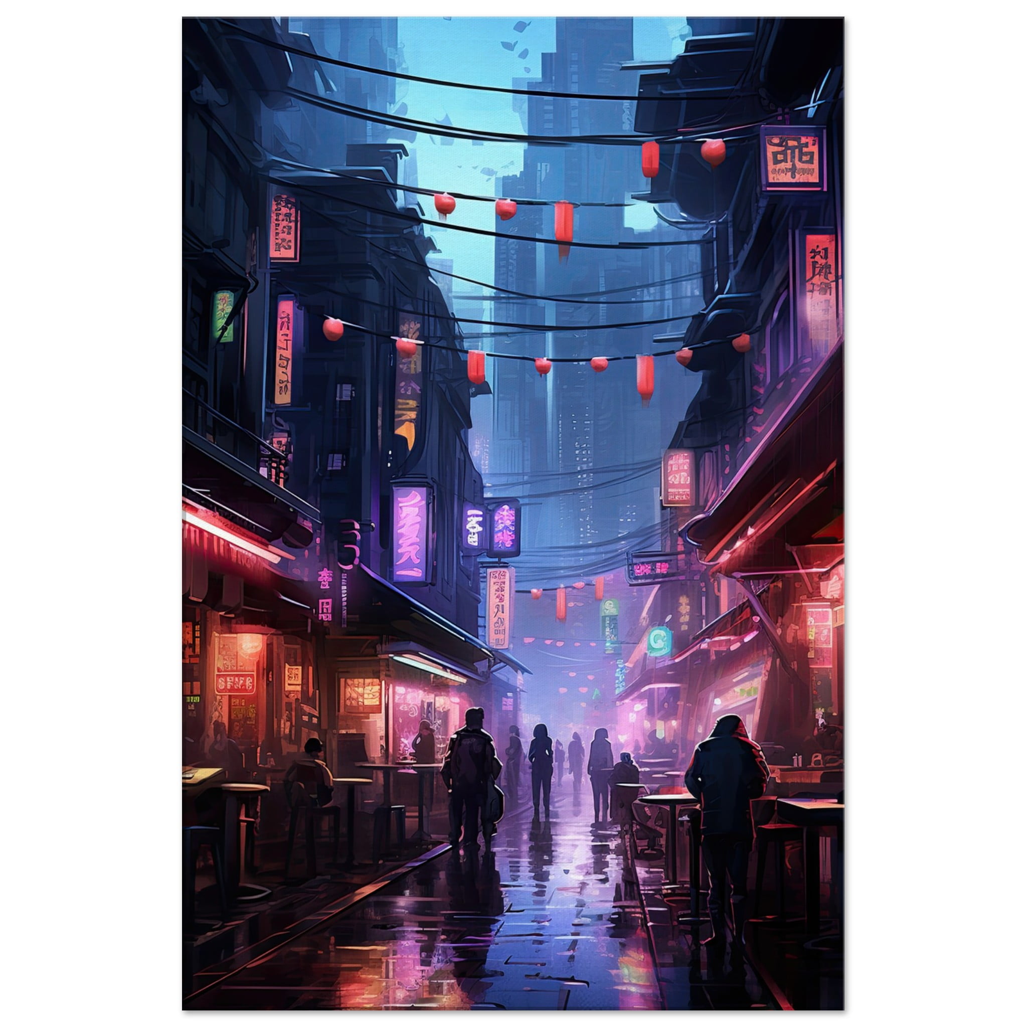 Cyberpunk Market Sci-Fi Canvas Print