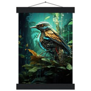 Robotic Bird - Nature - Art Print with Hanger - A4 21x29.7 cm / 8x12″, Black wall hanger