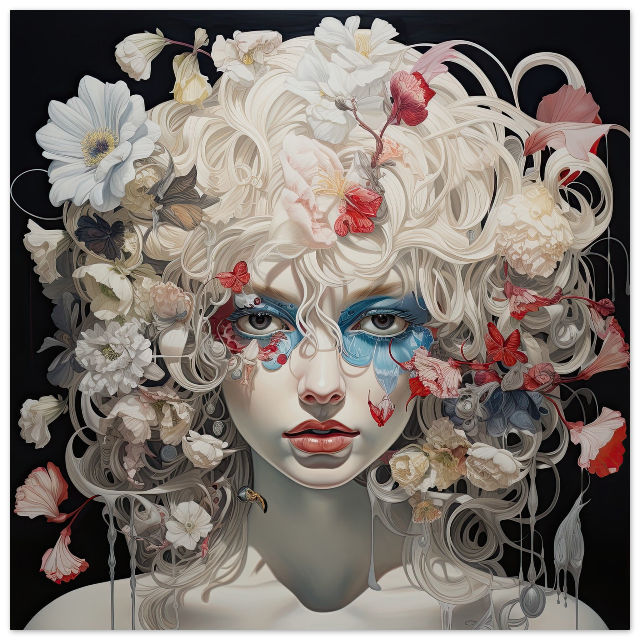 Flower Girl Art Poster Print – 45×45 cm / 18×18″