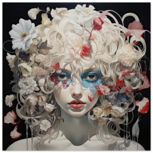 Flower Girl Art Poster Print - 70x70 cm / 28x28″