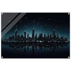 City Skyline Night Constellations Acrylic Print - 60x90 cm / 24x36″