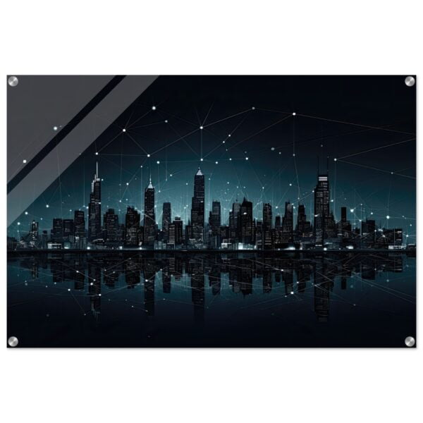 City Skyline Night Constellations Acrylic Print - 60x90 cm / 24x36″