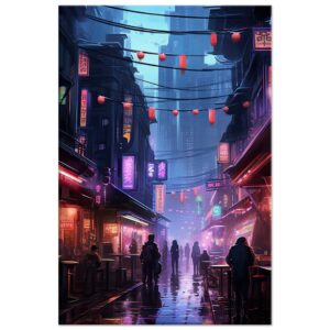 Cyberpunk Market Sci-Fi Canvas Print
