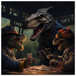 Tyrannosaurus Rex Poker Metal Print - 20x20 cm / 8x8″