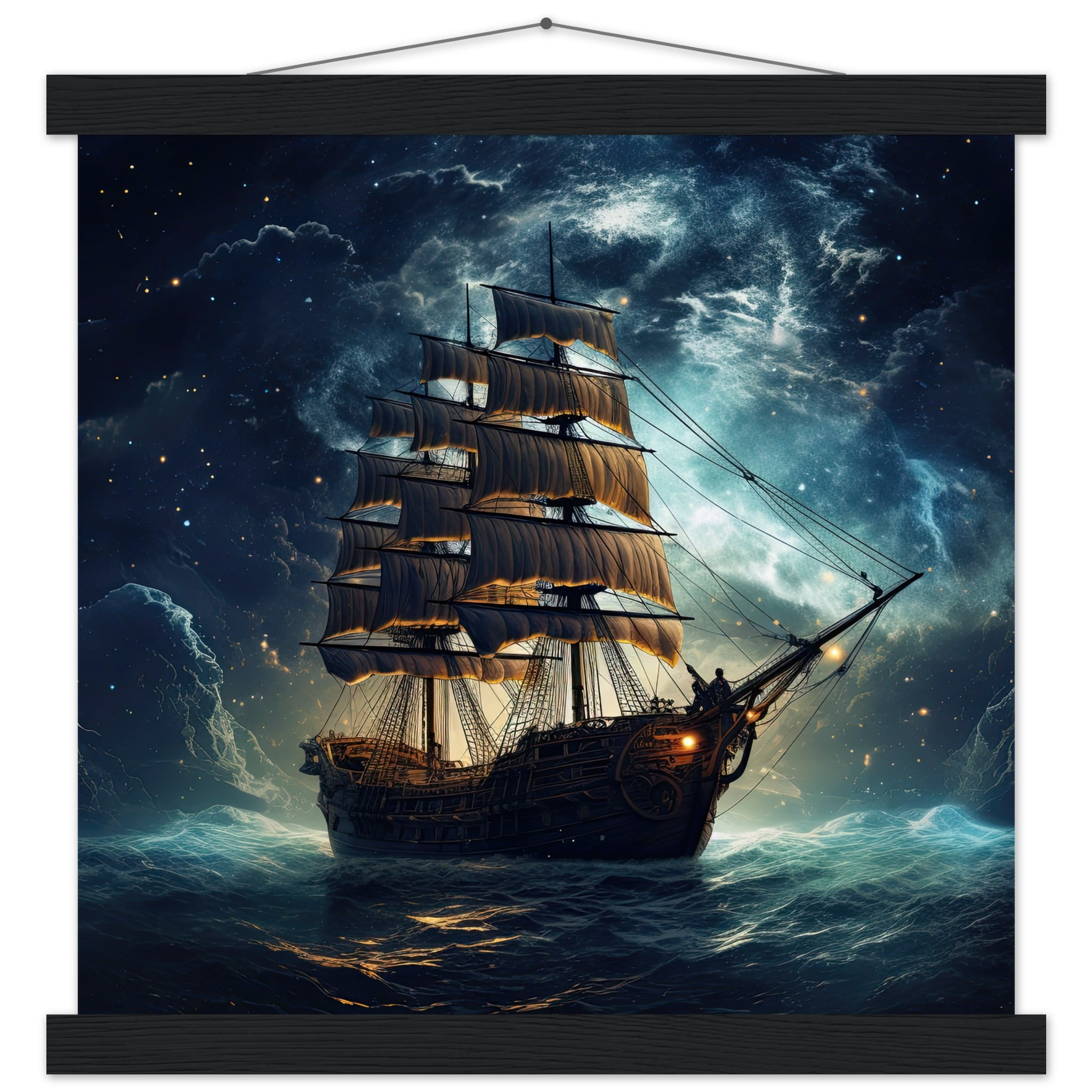 Fantastic Voyage Art Print with Hanger – 35×35 cm / 14×14″, Black wall hanger