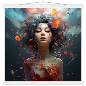 Digital Art - Girl Beautiful Abstract - Art Print with Hanger - 50x50 cm / 20x20″, White wall hanger