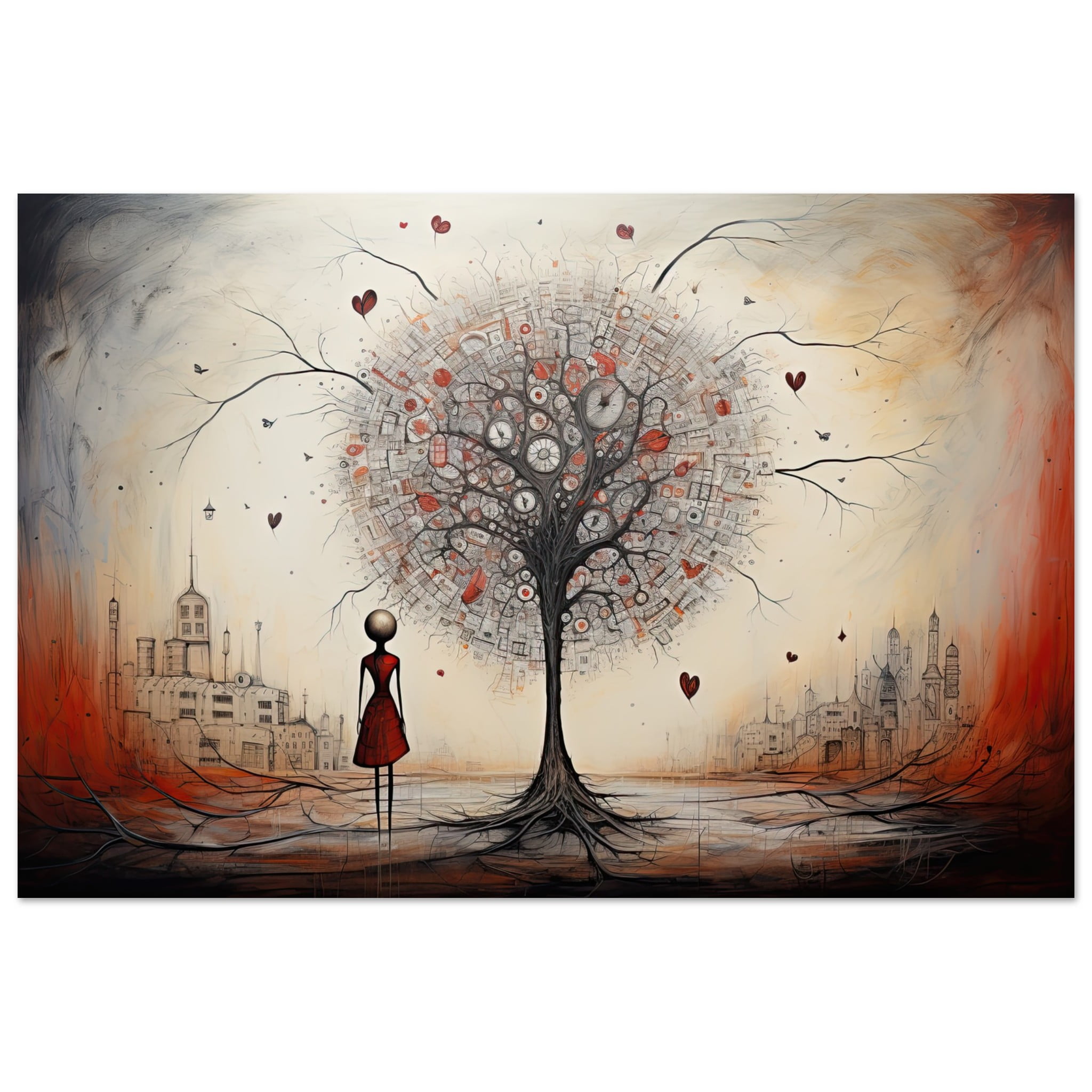 Heart Tree of Desire – Abstract Art Metal Print
