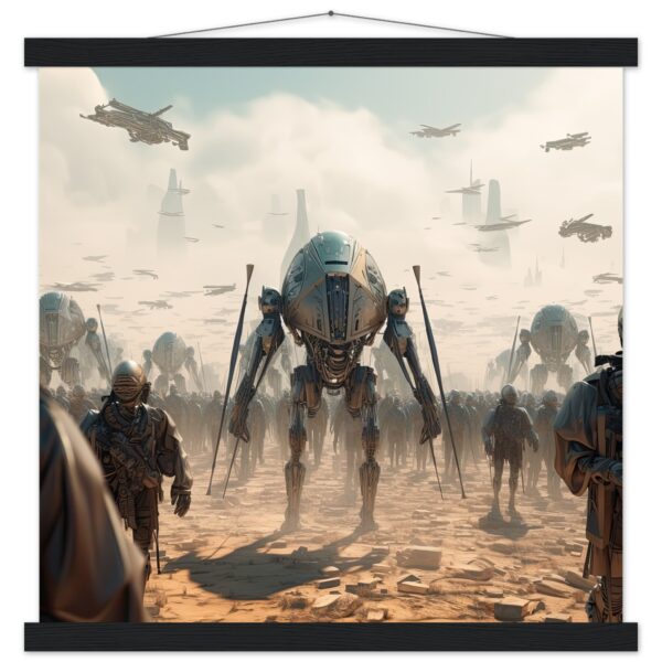 Future War Sci-Fi Art Print with Hanger - 45x45 cm / 18x18″, Black wall hanger