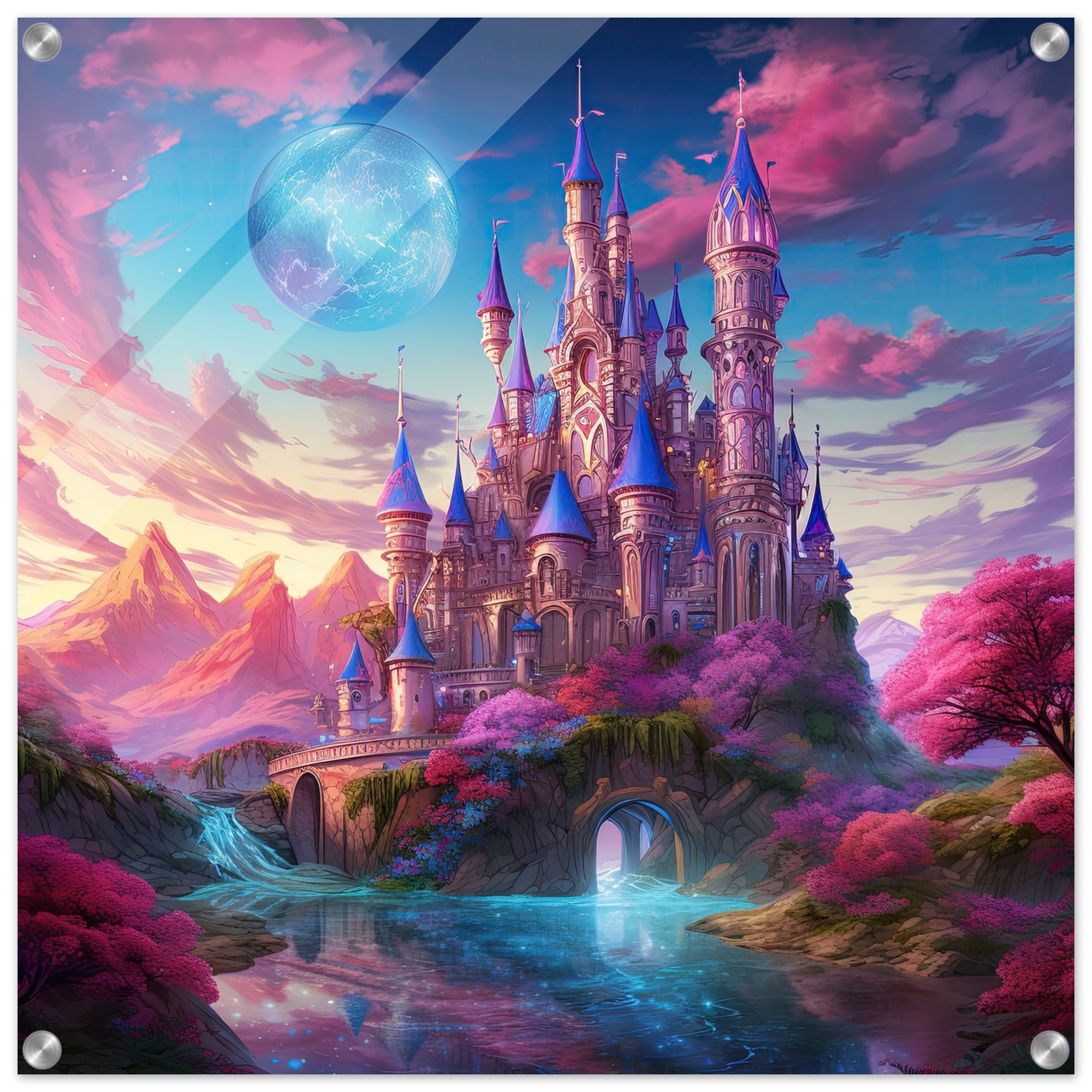 Colorful Fairy Tale Castle Acrylic Print – 60×60 cm / 24×24″