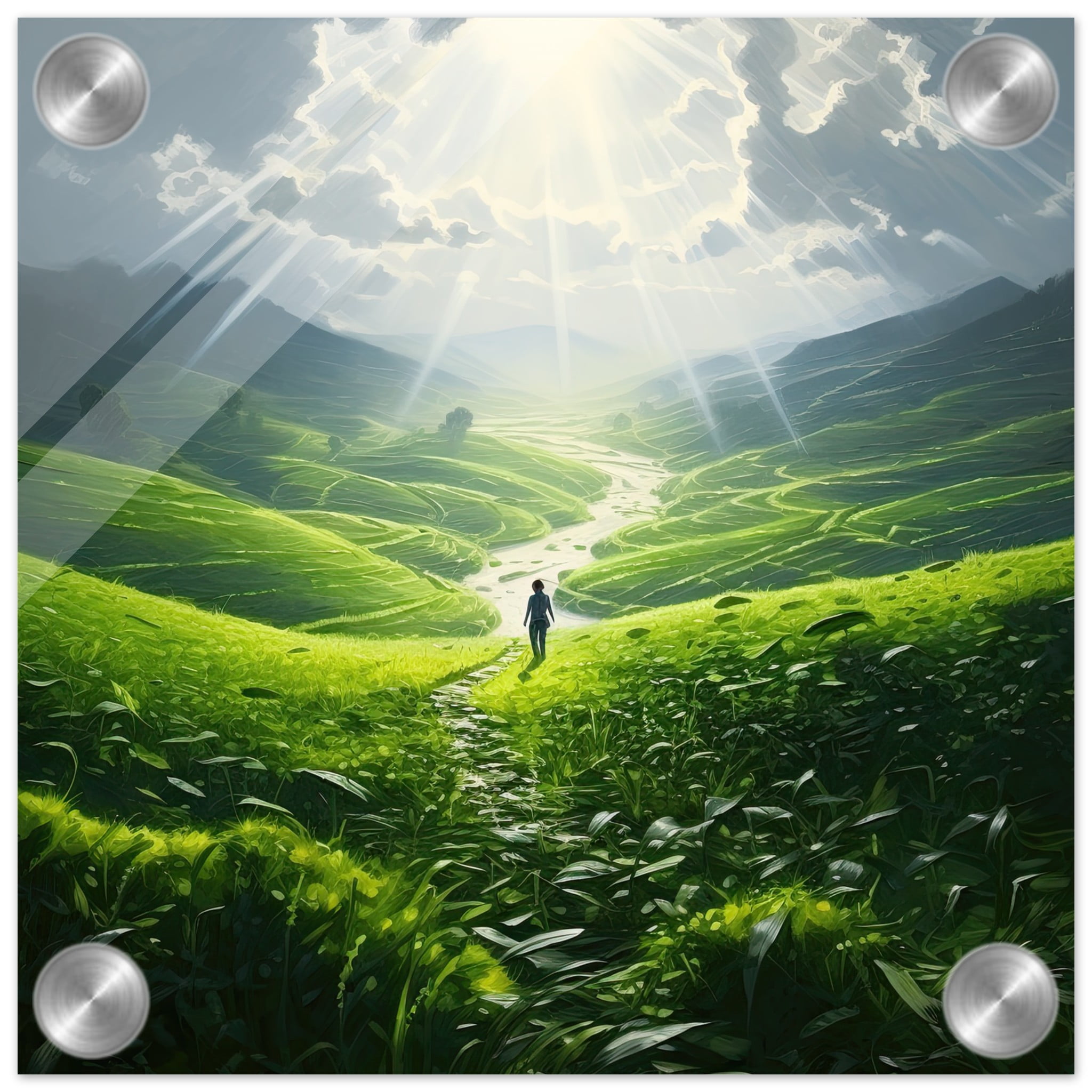 Daybreak – Fields of Green – Acrylic Print – 20×20 cm / 8×8″