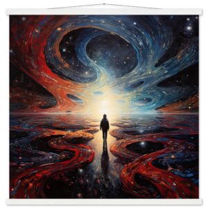 Infinity Abstract Art Print with Hanger - 70x70 cm / 28x28″, White wall hanger