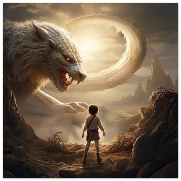 The Boy and the Chimera Metal Print - 20x20 cm / 8x8″