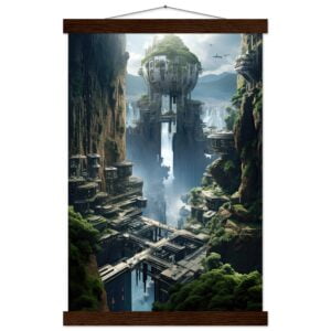 Sci-Fi Concept Art Print with Hanger - 30x45 cm / 12x18″, Dark wood wall hanger